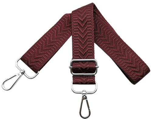 Correa para Bolsos Bandolera Correa de Hombro Ajustable para Mujer con Mosquetón Plateado 3.8cm Anchura, Reemplazo Correa Bolso Crossbody, Rojo Vino, U7