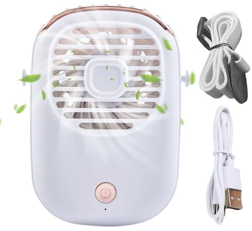 Genérico Ventilador portátil de mano - Ventilador de mano pequeño | Enfriador de cuello tranquilo con cordón | de enfriamiento recargable, de escritorio USB Gadget de enfriamiento para ho