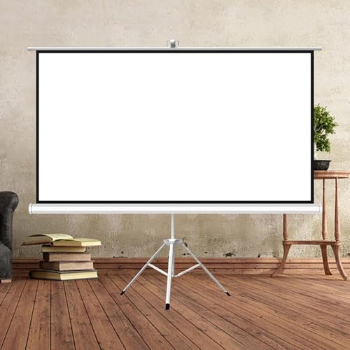 Pantalla de proyector, trípode portátil de 84 pulgadas 16:9 HD independiente con soporte de altura ajustable para proyección de películas en interiores y exteriores