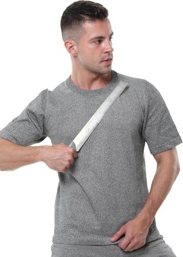 BLUEZY T-Shirt De Protection pour Homme, Anti-Coupure Et Anti-Couteau, Équipement De Protection À 5 Niveaux, Gilet Anti-Couteau pour Homme, Gilet De Protection Résistant Aux Coupures B,XL