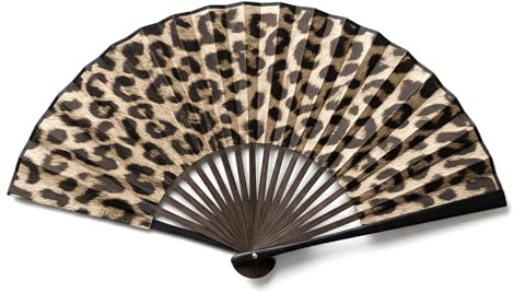 Leopard Folding Hand Fan, Fabric Rave Fan for Women, Party Dance Fans