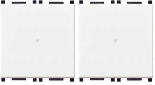 VIMAR 14100.2 Plana Interruttore 1P 10 AX 250 V~ assiale illuminabile, tasto sostituibile, bianco - 2 moduli. Max 100 W per lampade con alimentatore integrato (IEC 60669-1:2017) (Confezione da 2)