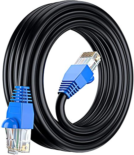 MutecPower 15m CAT6 Outdoor waterproof Direct Burial Ethernet Network Cable - UTP - CCA - 550 Mhz - Black 15 meter with Cable Ties