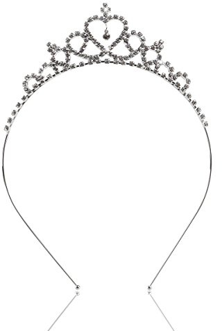 LUOEM Blumenmädchen Tiara Stirnbänder Mädchen Hochzeit Krone Kristall Strass herzförmige Stirnband Hochzeit Haarschmuck (Silber)