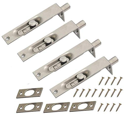 Nuzamas Kantriegel 2 Paar, 10 cm – Kantriegel aus robustem Edelstahl, Riegelschloss für 1. und 2. Türflügel, beidseitige Öffnungssicherheit