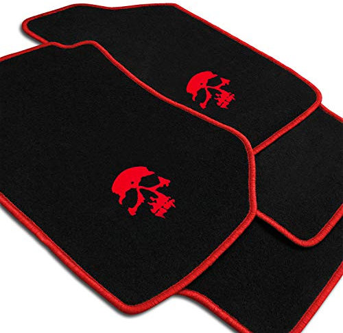 Autoteppich Stylers Schaedel_23938 Fein-Velours Autoteppiche Schädel Druck- und Randfarbe Rot - Fahrzeugtyp in der Artikelbeschreibung beachten!