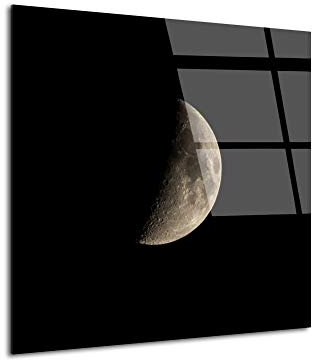 DECLINA Lavagna in vetro acrilico, decorazione da parete moderna, quadro plexi, quadro in vetro acrilico foto deco a mezzaluna luna, 50x50 cm