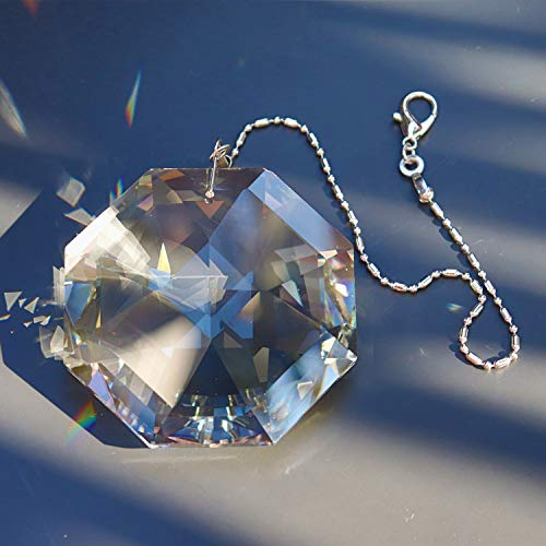 Hängeprisma Suncatcher aus Kristall, 80 mm, Hersteller Regenbogen mit transparentem Anhänger, mit Kette für Fenster, hängende Ornamente für die Dekoration von Garten zu Hause, Weihnachtshochzeit
