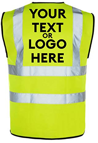 The World Of Wall Art Personalised Printed Reflective Hi-Vis High-Viz Visibility Safety Vest/Waistcoat Customised (3X Large)