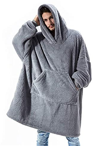 Coperta Felpa Oversize Con Cappuccio, Coperta Indossabile In Morbido Pile Leggero Con Maniche E Tasca Frontale Per Donna Uomo Coperta Indossabile In Peluche Per Guardare La TV In Salotto