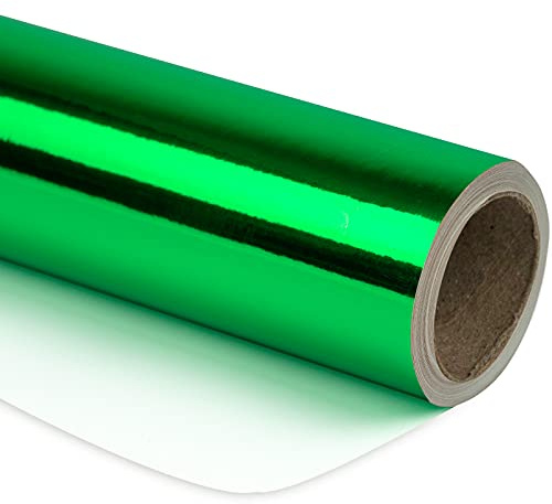 Ruspepa Grönmetalliskt omslagspapper – 43,2 cm x 10 m – enfärgat papper perfekt för bröllop, födelsedag, jul, babyshower