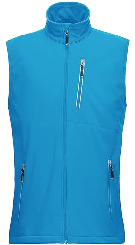 33,000 fot lätt softshell väst för män, vattentät vindtät löparväst, ventilerande väst gilet ärmlös jacka för cykling, löpning, vandring, golf, arbete, blå, XXL