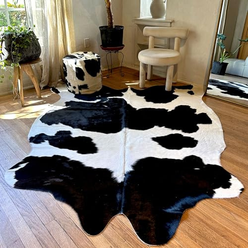 Appaloosa Cowhides Genuine Cowhide Rug - Natural Black and White Rugs for Living Room & Bedroom Aesthetic - Real Cowhides Rugs for Rustic Home Decor - Authentic Black and White Cowhide Rug Collection