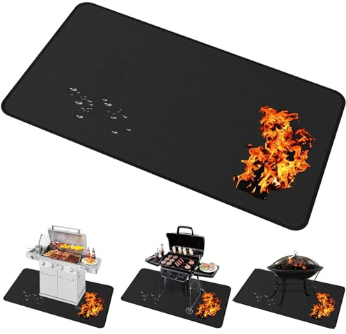 Brinman Große Untergrillmatte, feuerfeste Grillmatte, 101,6 x 165,4 cm, Deck- und Terrassen-Schutzmatte für Gasgrill, Holzkohlegrill, flache Grillplatte von Glut, heiße Asche, Fettspritzer und andere