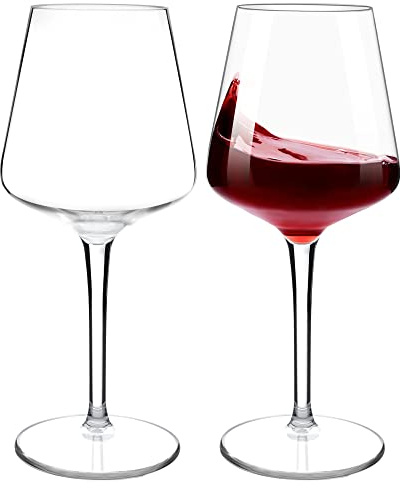 COOKY.D Große bruchsichere Kelchgläser für Rot Weißwein Tritan Kunststoff Spülmaschinengeeignet Drink-Set Geschenk 445 ml (15,6 oz), 2er Set