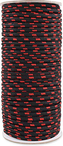 Allzweck Outdoor Seil 60 Meter in verschiedenen Stärken Farbe Schwarz/Rot Größe 9mm