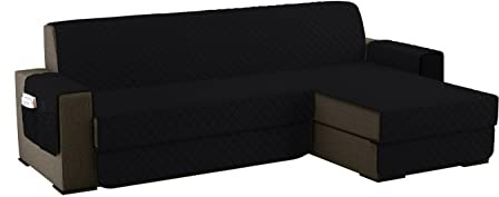 sevi's Sofabezug L Form 200cm Wasserdicht, Sofa überzug Ecksofa Reversibel Kratzfest Fleckenresistent - Sofa Cover für Katzen und Hunden - Schwarz