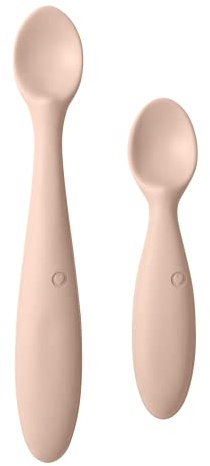 BIBS Löffelsatz für Baby und Elternteil 2er Pack. Hergestellt in Dänemark. Weich und schmal, spülmaschinenfest. Hergestellt in Dänemark. Blush