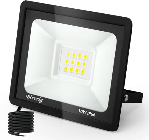 Projecteur LED Extérieur, 10W Spot LED Exterieur 1000LM Super Lumineux 6500K Blanc Froid Éclairage de Sécurité Extérieur IP66 Imperméable pour Garage Jardin Terrasse Parking