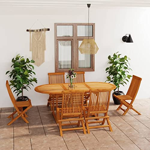 Yolola Sitzgruppe Garten Holz Essgruppe 6 Personen Gartenmöbel Set mit 6 Gartenstuhl Klappbar Gartenmöbel Essgruppe Gartengarnitur Holz Sitzgarnitur Gartentisch Ausziehbare#3