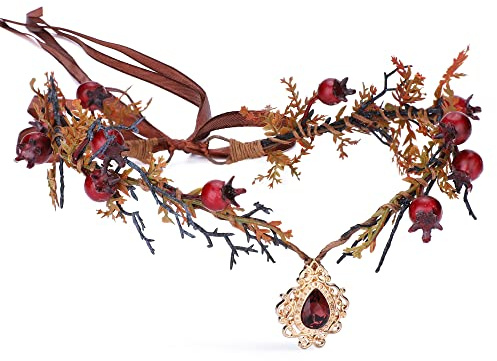 MOSTORY Königin Kopfschmuck Dornenkrone Stirnband für Faschingkostüm Damen, Rot Feen Krone mit Kristall und Anhänger für Cosplay Thanksgiving Ostern Geburtstag Karneval Party