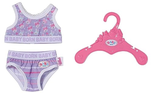 Zapf Creation Baby Born, valp unterwäsche, baby born Unterwäsche 43 cm, 2 Unterwäsche teiliges-set i lila och vit med topp och ostörd, 834220, Zapf-skapelse