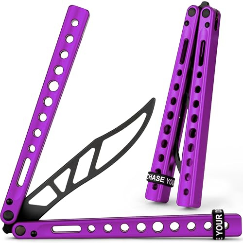 MAJESTY FOREST Profi Butterfly Trainer C1 V2 - Balisong Trainer aus CNC Aluminium - Legales Balisong Messer mit stumpfer Klinge als Trainingsmesser - Inkl. Zubehör