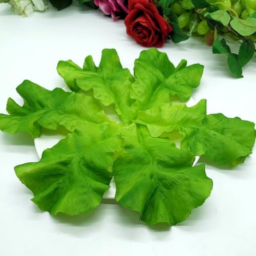 5 Stück simulierte Salatblätter Salatscheiben Gemüse Künstliche Veggie Blätter für Fotografie und Küche Dekor