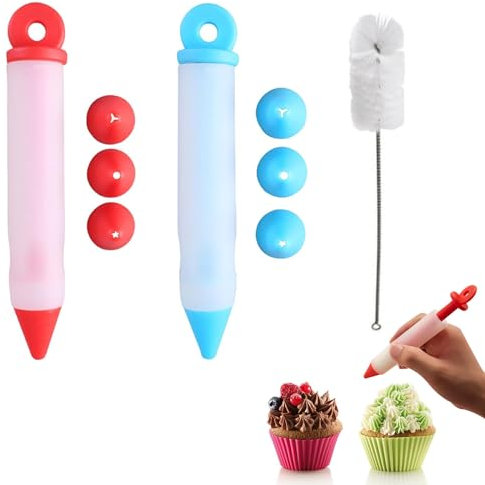 Silikon Dekorationsstift, Tortenspritze Silikon, Kuchen Dekorationsstift, Kuchen Dekorationsstift, Backen Dekorationsstift, Gebäckspritze Krapfenspritze Garnierspritze Tortenspritze, 2 Stück