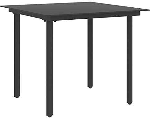 ULUYYUC Gartentisch Garten Bar Tisch Tisch Garten Terrasse EsstischGarten-Esstisch Schwarz 80x80x74 cm Stahl und Glasgeeignet für Balkone, Terrassen und Laubengänge
