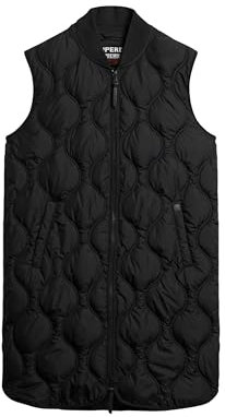 Superdry Damen Studios Long Liner A7-Gilet, schwarz, 40