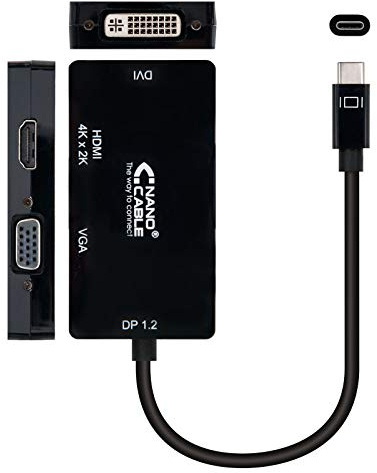 Monkey Ladder Convertisseur USB-C vers VGA/DVI/HDMI (3 en 1), Couleur Noire