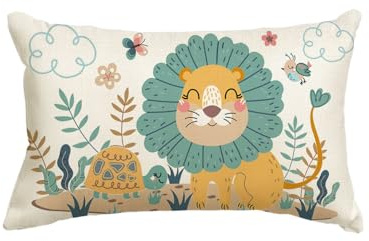 Artoid Mode Funda de cojín infantil con diseño de tortuga de león, 30 x 50 cm, para verano, decoración para el salón