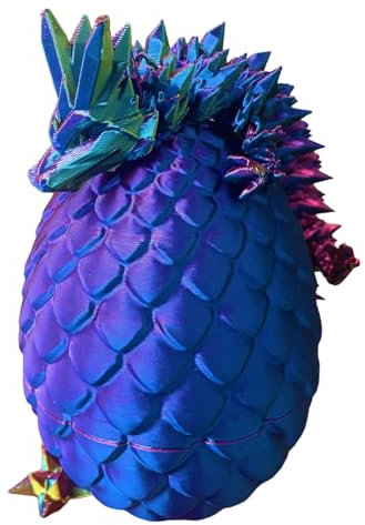 RJW Design Store Ultimate Epic Fidget Dragon With Egg Colour Changing Gradient – Articulated Dragon Stress Relief Sculpture – Eco-Friendly 3D Printed Fantasy Decor (Cosmic - Dragon & Egg)