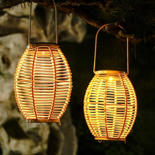 1 PC Outdoor Solar Laterne Solar Rattan Hängende Solarleuchten Solar Laterne Licht Tragbare Solarlampe Garten Landschaft Solarbeleuchtung für Terrasse Dekoration