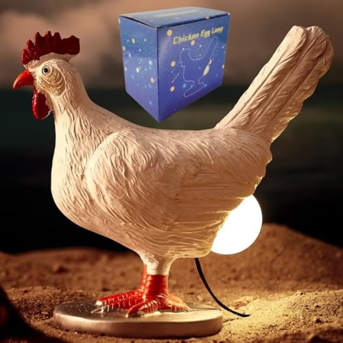 SENIURIS Resin Chicken Egg Night Light with Color Box, Easter Egg Lamp for Hollown and Christmas., White