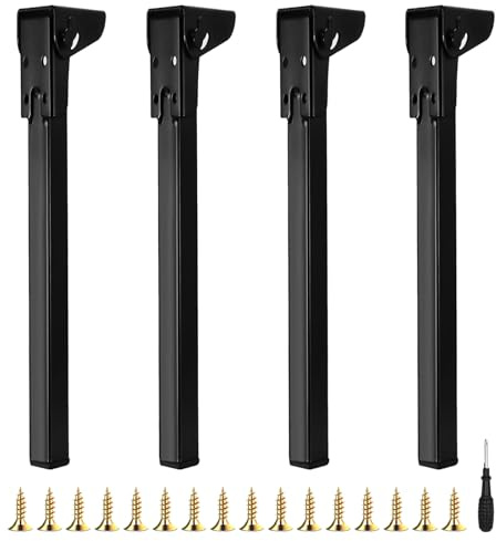 BONJUME 4PCS Gambe Da Scrivania In Metallo, 60cm Gambe Da Tavolo Pieghevoli Da Gambe Di Supporto Per Mobili Piedini Per Mobili Con Protezioni Per Il Pavimento Per Letto Mobili Divani Letti Scrivania