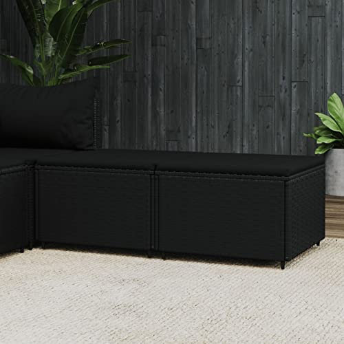Juroupi Gartenhocker mit Kissen Hocker Outdoor Garten Hocker FüR Draussen Sitzhocker Outdoor 2 STK. Schwarz Poly Rattan
