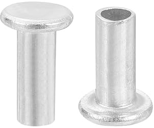 QUARKZMAN 50Pcs Rivets Semi-Tubulaires 4mm x 10mm Rivet Métallique Argenté | Rivet Semi-Tubulaire à Tête Plate en Aluminium, pour la Réparation Industrielle et Domestique