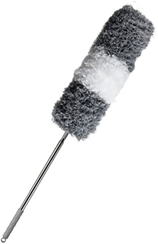FRCOLOR Plumeau À Main Extensible 245 Cm Pour Dépoussiérage Plafond Mur Meubles Gris Et Blanc