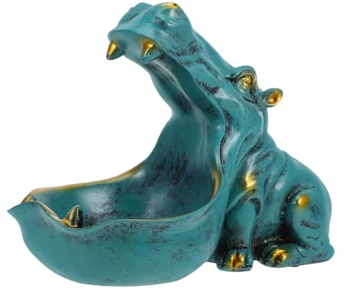 MAGICLULU Big Mouth Hippo Key Bowl Resin Candy Bowl Holder Funny Key Holder Home Decor for Living Room Bedroom Office Entryway Storage Tray