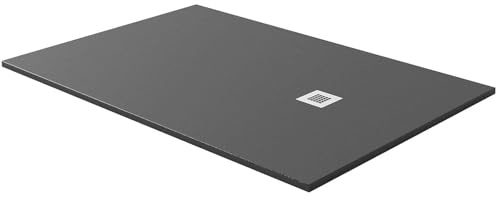 Slate Effect Shower Tray Black Square Rectangle Wet Room 30mm Low Profile (1200 L x 800 W mm)