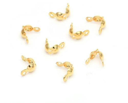 30–200 Stück silberfarbene Edelstahl-Endklemmen, Perlenspitzen für Kugelketten, vergoldeter Stahl, 3 x 6,5 mm