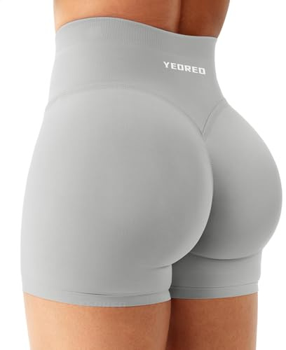 YEOREO Sport Shorts Damen 4.5 Invisible Scrunch Butt Gym Short Booty Short | Hoch Taille, Nahtlose, Tummy Control, V-förmiger Hosenbund, Yoga, Workout, Kurze Leggings
