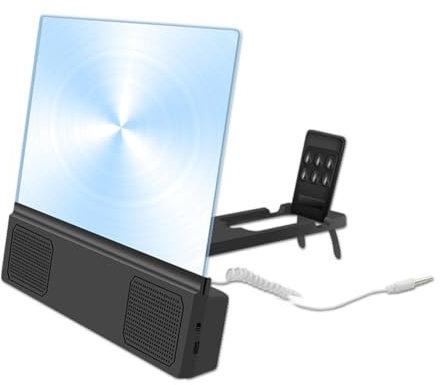 GIWFBQTR 3D Screen Amplifier Mobile Phone Magnifier with Enlarged Speaker Video Amplifier Stand Magnifying Folding Desk Anti-Blue