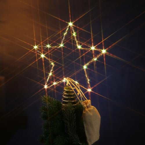 LED Weihnachtsbaumspitze Stern Christbaumspitze Tannenbaumspitze beleuchtet (Gold)