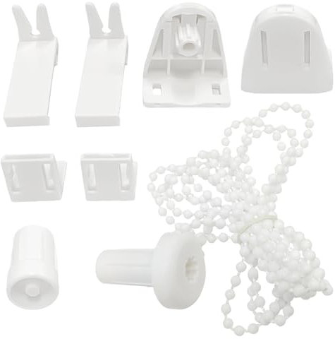 Huoflame Rollo Halterung Fenster 17mm Ohne Bohren - Verdunklungsrollo Klemmfix Zubehör Set für Rollos & Jalousien – 1 Set Fensterrollo Halter POM Kunststoff mit Kugelkette – Fenster Rollos