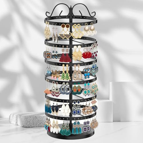 6 niveles expositor de joyería giratorio, soporte para pendientes, soporte para pendientes, soporte para joyas, giratorio, para collares, pulseras, pendientes, anillos