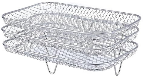 Rejilla for freidora de Aire de 3 Niveles, Parrilla apilable de Acero Inoxidable, Accesorios for freidora de Aire, Parrilla for Horno, vaporera, Utensilios de Cocina(3PCS)