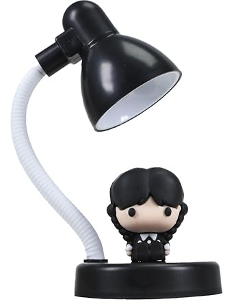 Wednesday Mini Desk Lamp, Cute Night Light, USB, White Light | Official Licensed Merchandise Gift by Blue Sky Studios, Rechargeable USB-C, 10–15cm Height, Adjustable Head, Twist Switch
